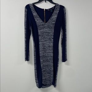 French Connection Navy and Gray Long Sleeve Dress